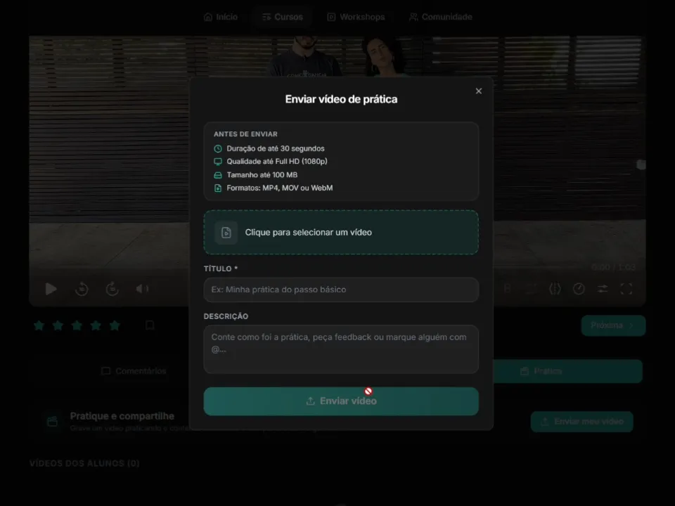 Envio de vídeo de prática